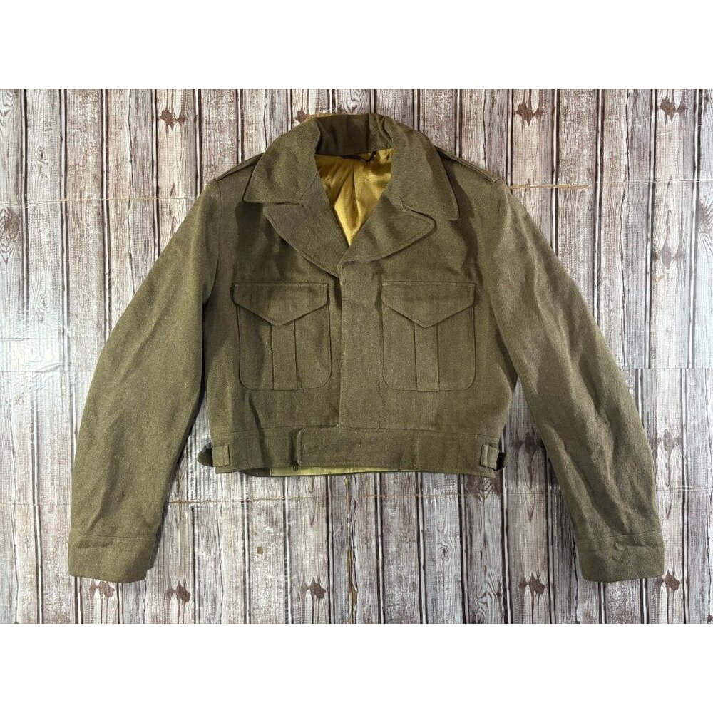 Miller & Gabbe Ltd US Army Wool Cropped Jacket sz Large green khaki Vintage 1955